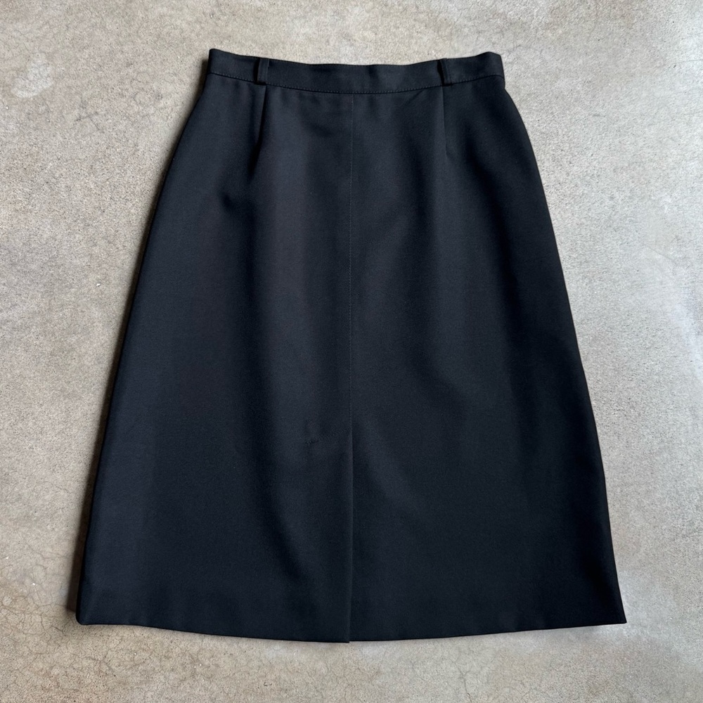 Vintage 70s Black Split Hem A-Line Skirt